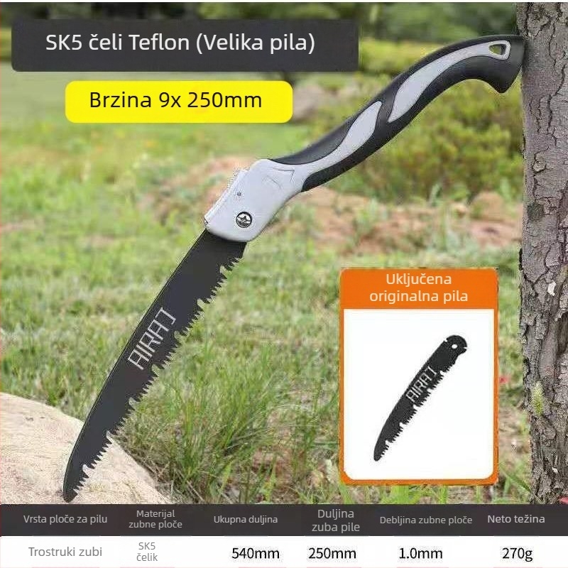 Sklopiva ručna pila za drvo s čeličnim listom — ručna izrada, za obradu drva, njemački vučni stil