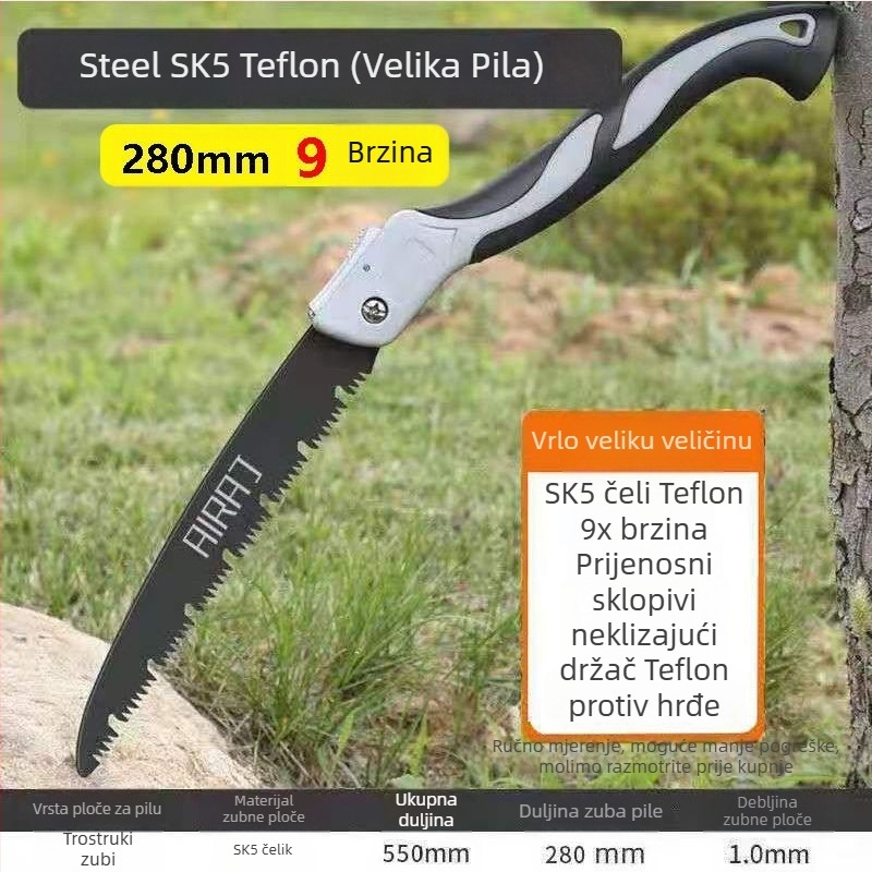 Sklopiva ručna pila za drvo s čeličnim listom — ručna izrada, za obradu drva, njemački vučni stil