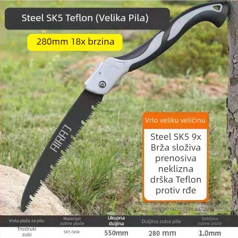 Sklopiva ručna pila za drvo s čeličnim listom — ručna izrada, za obradu drva, njemački vučni stil