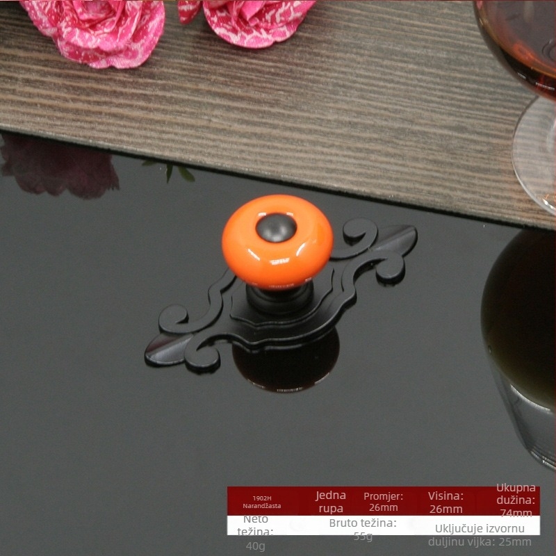 Okrugla keramička ručica za ormariće, vrata i ladice s bazom, moderni minimalistički stil.