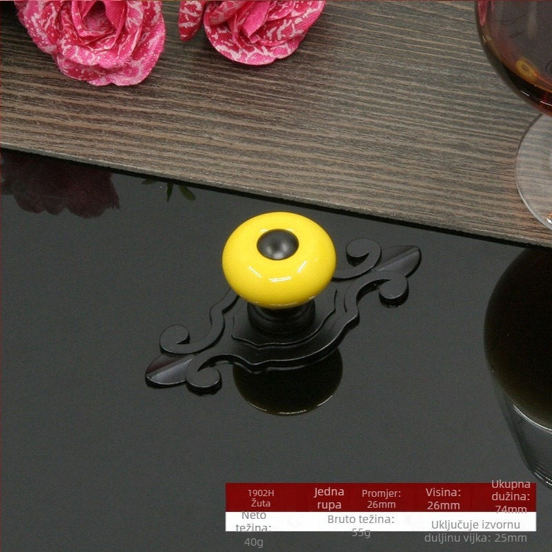 Okrugla keramička ručica za ormariće, vrata i ladice s bazom, moderni minimalistički stil.