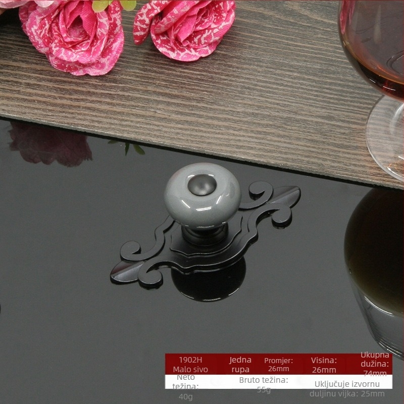 Okrugla keramička ručica za ormariće, vrata i ladice s bazom, moderni minimalistički stil.