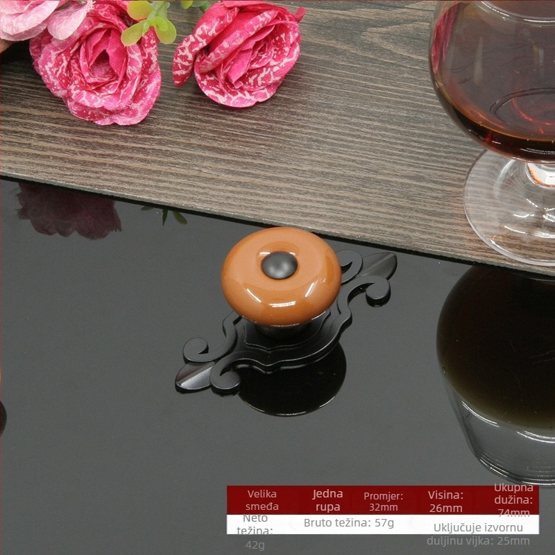 Okrugla keramička ručica za ormariće, vrata i ladice s bazom, moderni minimalistički stil.