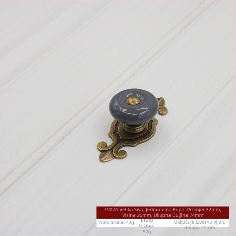 Okrugla keramička ručica za ormariće, vrata i ladice s bazom, moderni minimalistički stil.