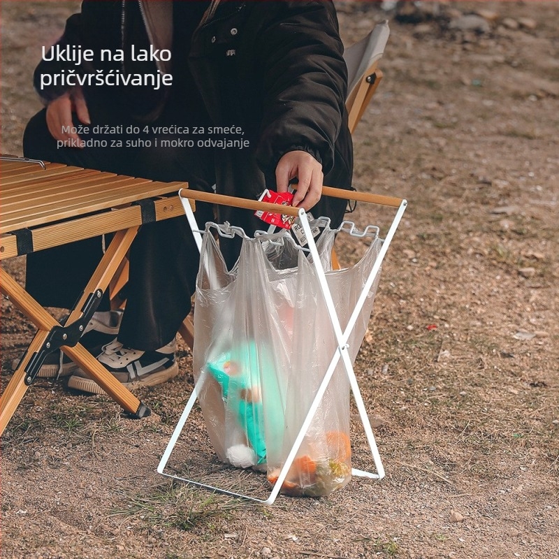 Sklopiva postaja za otpad za kampiranje s držačem vrećica, 100% novi plastični materijal