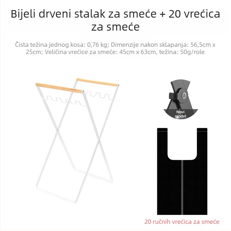 Sklopiva postaja za otpad za kampiranje s držačem vrećica, 100% novi plastični materijal