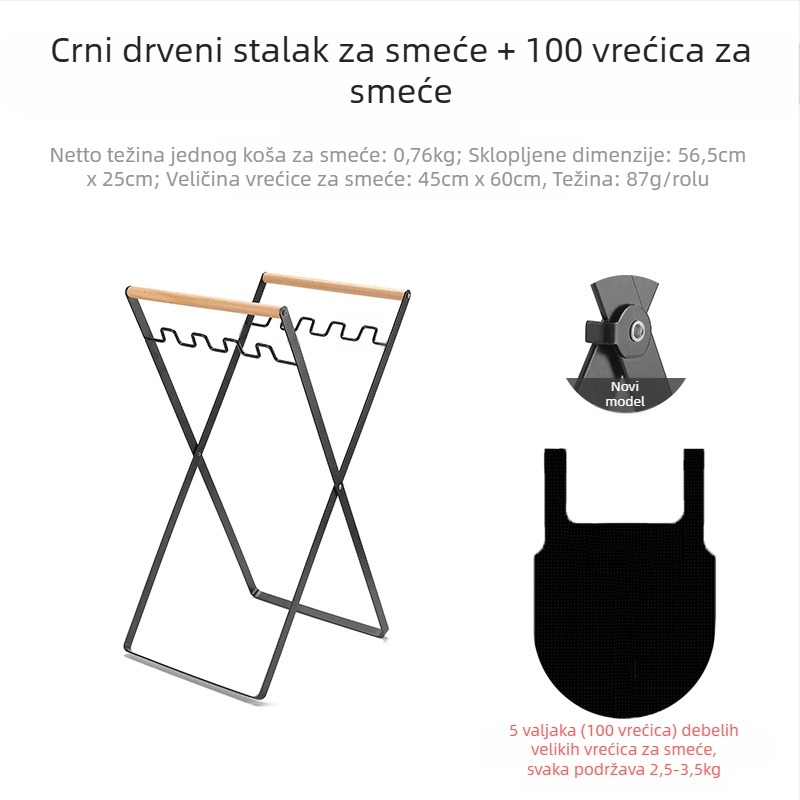 Sklopiva postaja za otpad za kampiranje s držačem vrećica, 100% novi plastični materijal