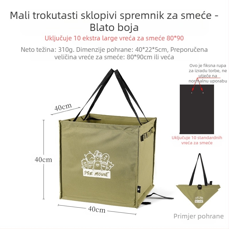 Sklopiva postaja za otpad za kampiranje s držačem vrećica, 100% novi plastični materijal