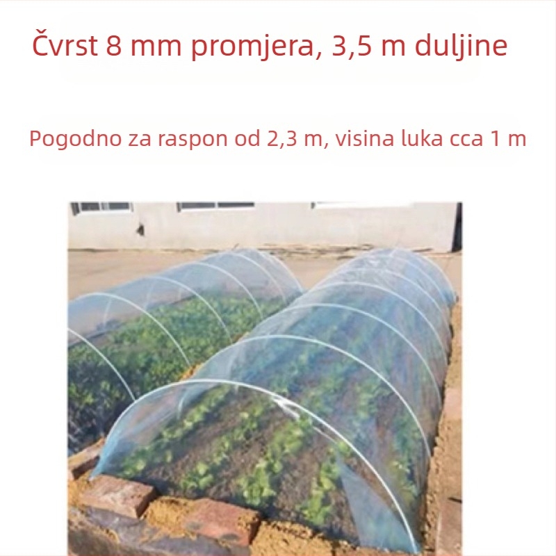 Stalak za uzgoj povrća na balkonu s lukastim okvirom i plastičnom folijom