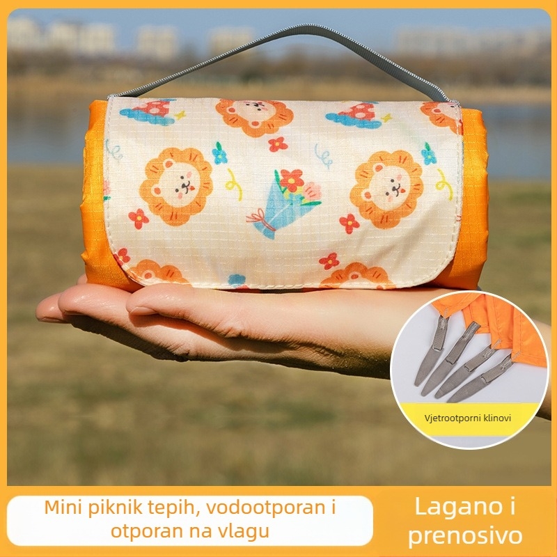 Isdan mini piknik prostirka, najlon, 250 g, 20D vodootporna tkanina, model YSD-80626, sklopiva prostirka za kampiranje i outdoor aktivnosti, otporna na vlagu do 2000M+