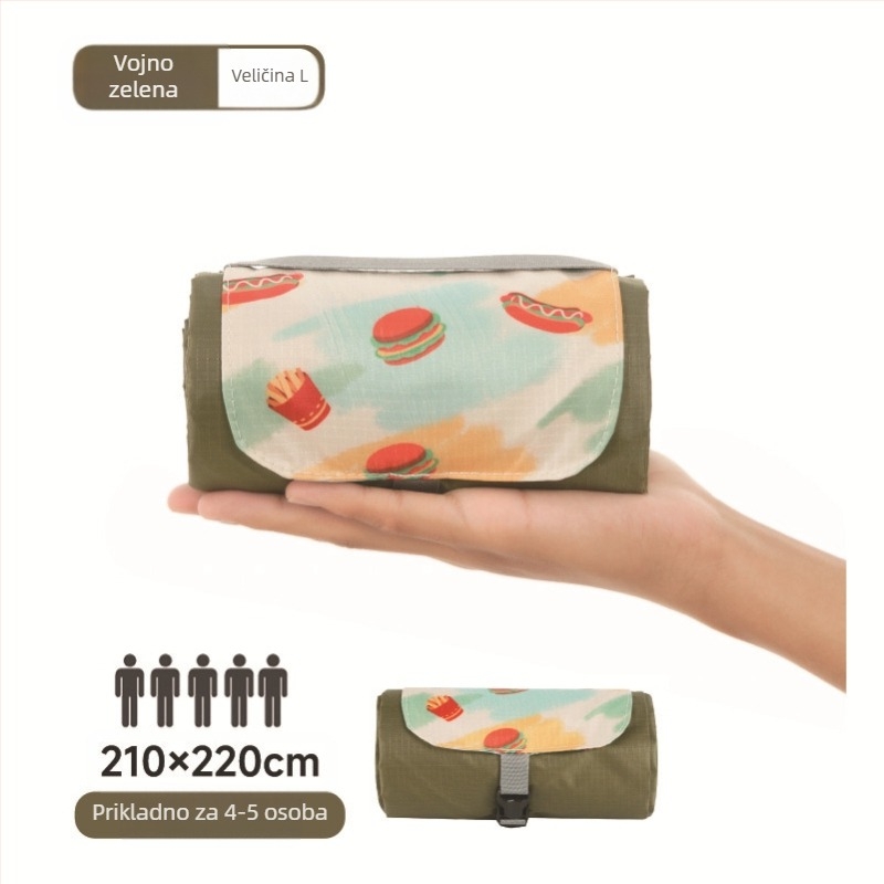 Isdan mini piknik prostirka, najlon, 250 g, 20D vodootporna tkanina, model YSD-80626, sklopiva prostirka za kampiranje i outdoor aktivnosti, otporna na vlagu do 2000M+