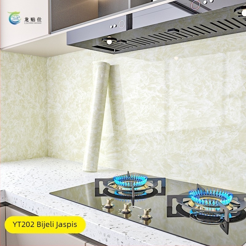 Samoljepljiva PET zidna naljepnica, imitacija mramora, otporna na masnoće i visoke temperature, kuhinjski zidni dekor