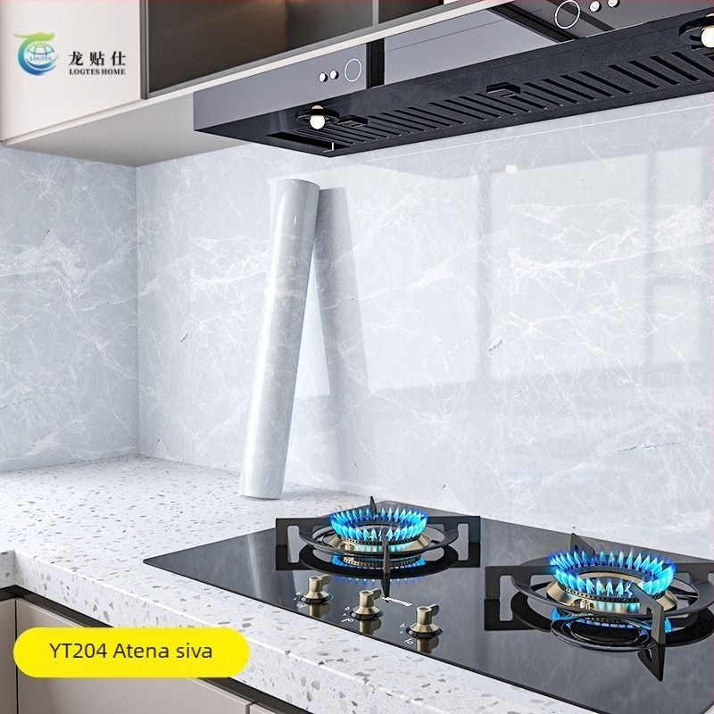 Samoljepljiva PET zidna naljepnica, imitacija mramora, otporna na masnoće i visoke temperature, kuhinjski zidni dekor