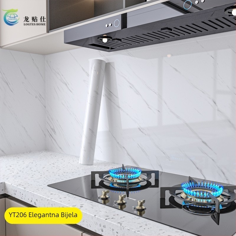 Samoljepljiva PET zidna naljepnica, imitacija mramora, otporna na masnoće i visoke temperature, kuhinjski zidni dekor