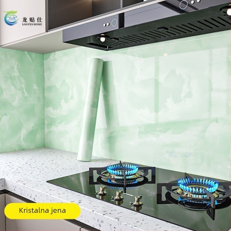 Samoljepljiva PET zidna naljepnica, imitacija mramora, otporna na masnoće i visoke temperature, kuhinjski zidni dekor