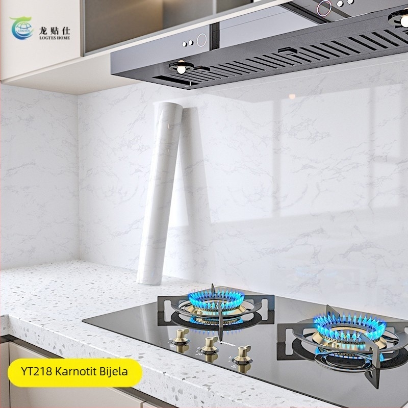 Samoljepljiva PET zidna naljepnica, imitacija mramora, otporna na masnoće i visoke temperature, kuhinjski zidni dekor