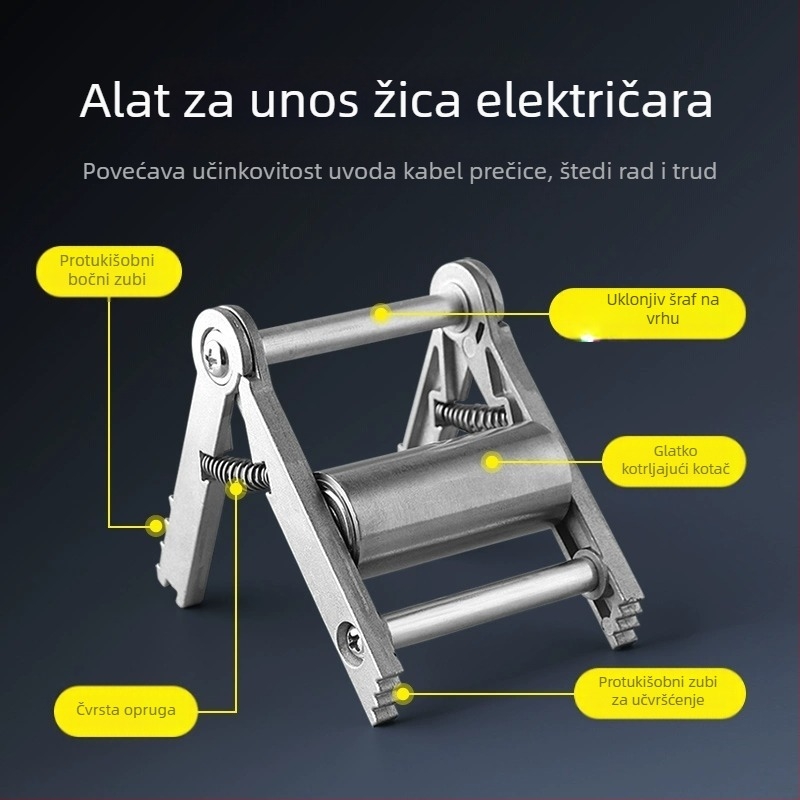 Alat za uvlačenje kablova u električnim instalacijama — jednovučna vučna kladka i dodatak utičnice kutije za kablove