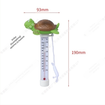 Napuhavajući bazenski termometar s karikaturom kornjače za kućnu upotrebu, plastično tijelo, model YC-WDJ06, Clearspring/Cassin, Guangdong porijeklo, mjerenje temperature