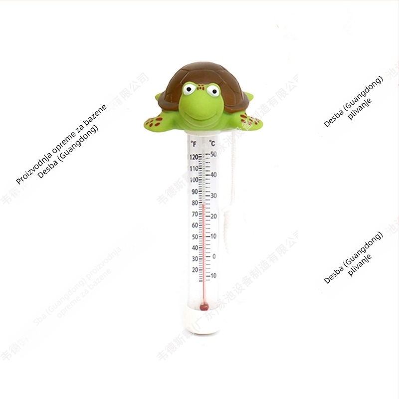 Napuhavajući bazenski termometar s karikaturom kornjače za kućnu upotrebu, plastično tijelo, model YC-WDJ06, Clearspring/Cassin, Guangdong porijeklo, mjerenje temperature