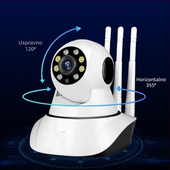 Pan-Tilt nadzorna kamera s Wi-Fi, 1080P noćni vid, daljinsko upravljanje, lokalno/oblacijsko pohranjivanje