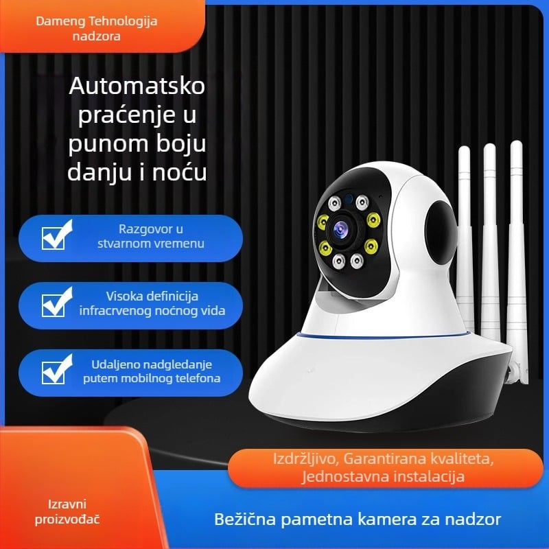 Pan-Tilt nadzorna kamera s Wi-Fi, 1080P noćni vid, daljinsko upravljanje, lokalno/oblacijsko pohranjivanje