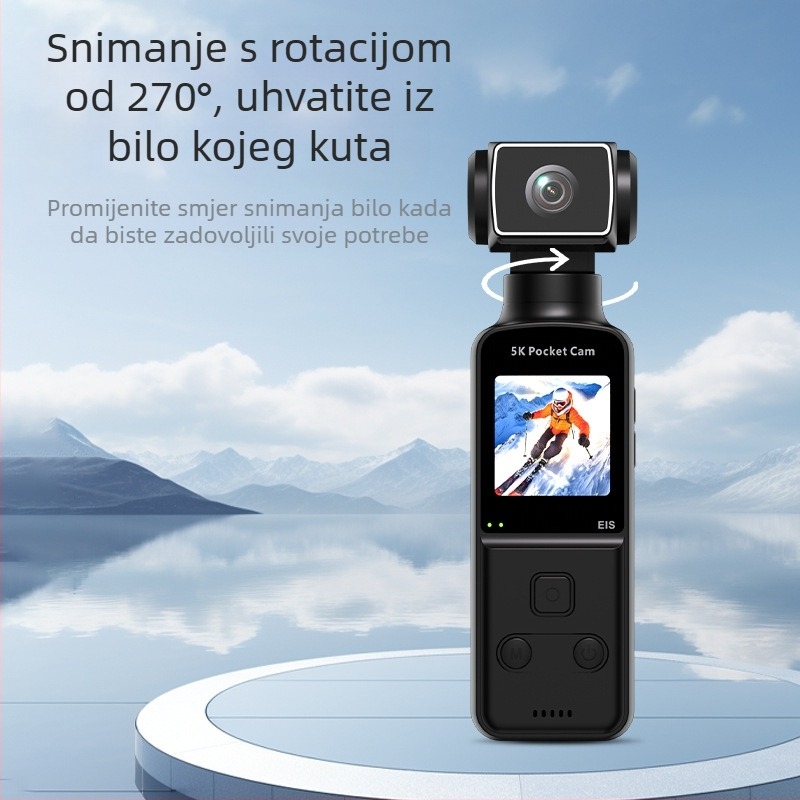 K1-5K džepna akcijska kamera sa stabilizacijom, 5K snimanje, LCD zaslon, podrška TF kartici, 900mAh baterija