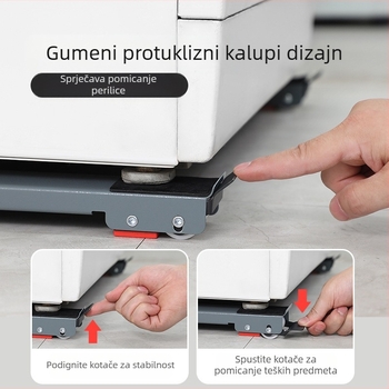 Universalna osnova za perilicu i hladnjak, metalna konstrukcija otporna na hrđu, protuklizna, podesiva i pomična, bez montaže