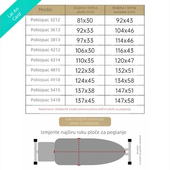 Navlaka za dasku za peglanje – periva, otporna na visoke temperature, pamuk, za kućnu uporabu