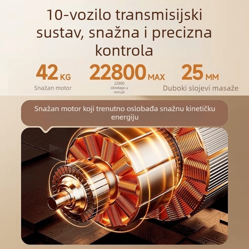 Mišićna masažna puška s motorom s četkicama, 6+ glava za masažu, 5+ razina brzine, ugrađena baterija 2000–4000 mAh, buka ispod 36 dB