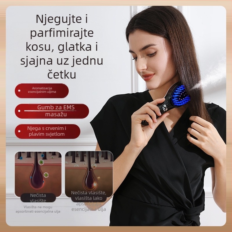 Električna četka za masažu vlasišta za rast kose, s uputama za eterična ulja i medicinskom primjenom, ABS materijal