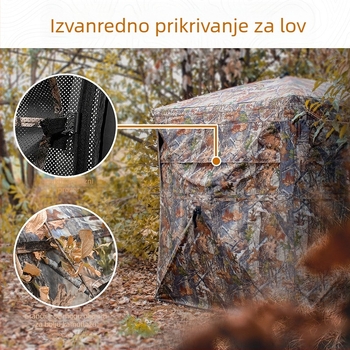 270° panoramska tenda za promatranje ptica, kamuflaža, četiri sezone, vodootporna 2000–3000 mm, štapovi od stakloplastike, jednostrana