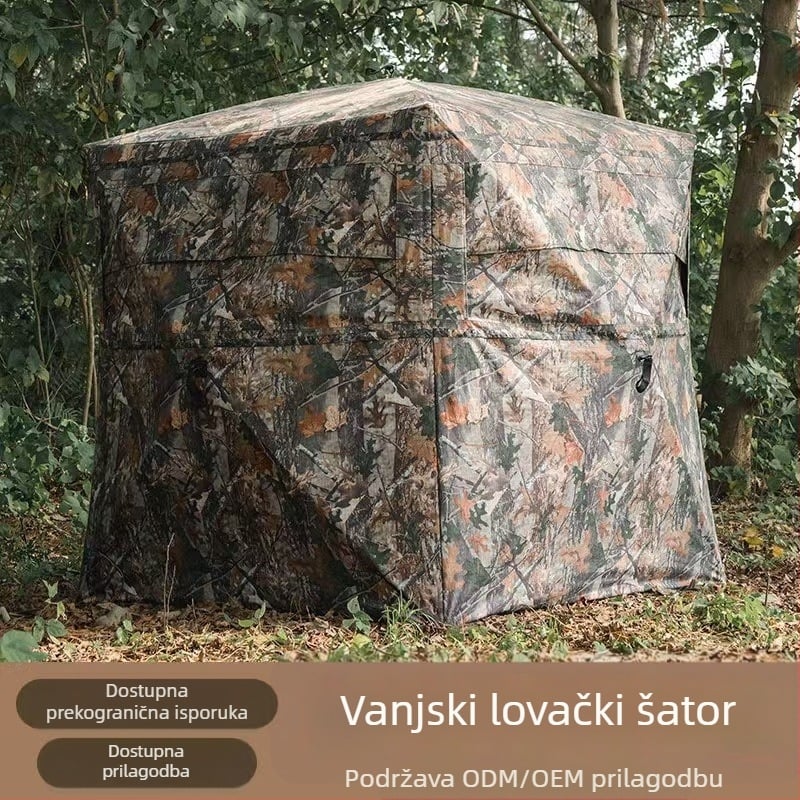 270° panoramska tenda za promatranje ptica, kamuflaža, četiri sezone, vodootporna 2000–3000 mm, štapovi od stakloplastike, jednostrana