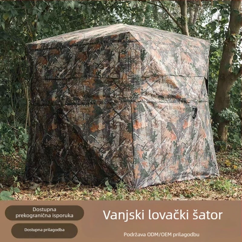 270° panoramska tenda za promatranje ptica, kamuflaža, četiri sezone, vodootporna 2000–3000 mm, štapovi od stakloplastike, jednostrana
