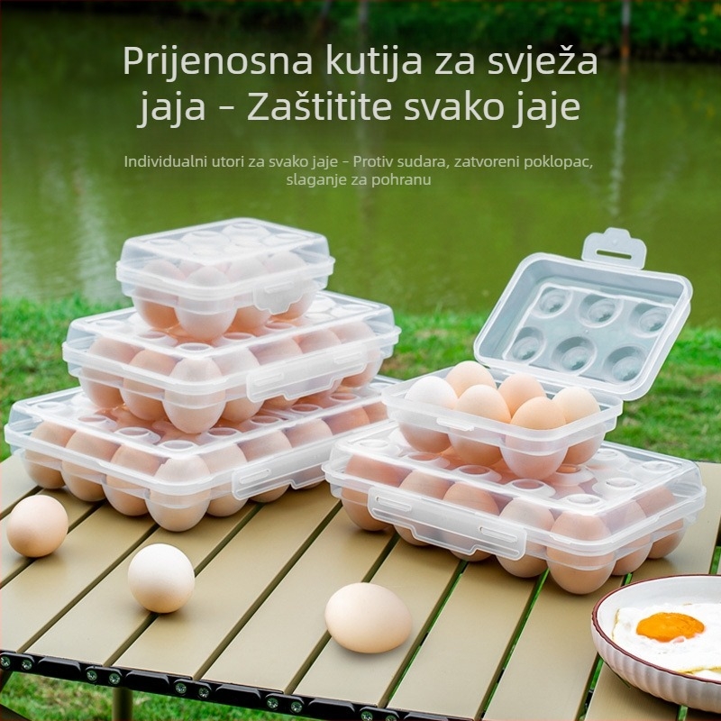 Prijenosna kutija za jaja za kampiranje, povišena verzija, otporna na udarce i lomove, čuva svježinu jaja, stohovasti kompaktni držač za jaja