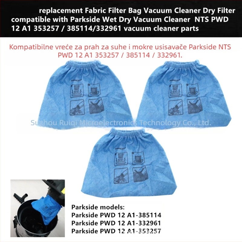 Tekstilna vrećica za prašinu za Parkside NTS PWD 12 A1 353257 suho i mokro usisavač – Model 9642.03, 220V, 100W, kućna uporaba 51–100 m²