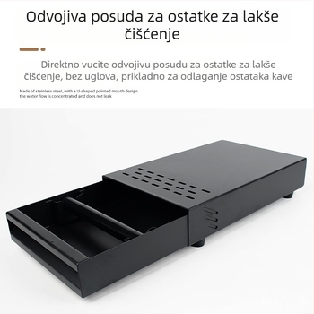 Knock box za otpad od kave s ladicnim tipom — od nehrđajućeg čelika i čelika s ugljikom, moderan minimalistički stil, dodatak bara/kafiću