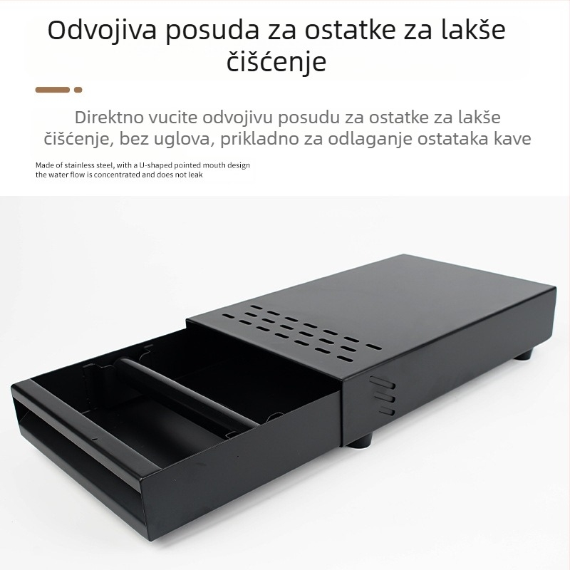 Knock box za otpad od kave s ladicnim tipom — od nehrđajućeg čelika i čelika s ugljikom, moderan minimalistički stil, dodatak bara/kafiću