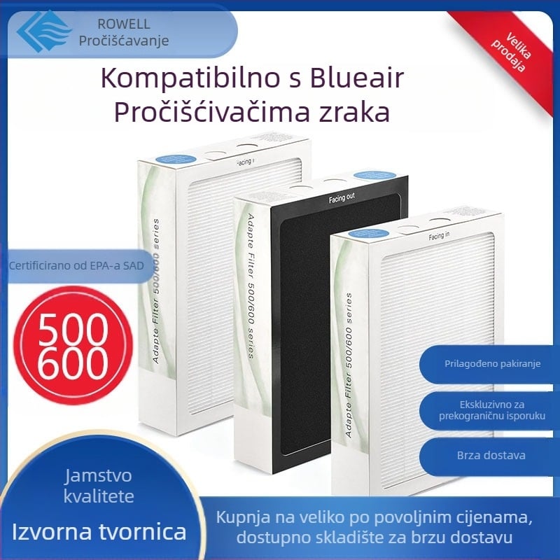 Filter element za uređaj za pročišćavanje zraka Blueair serije 500/600 — niskoodporni aktivni ugljen, kompozitna filtar mreža, dugoročno pročišćavanje