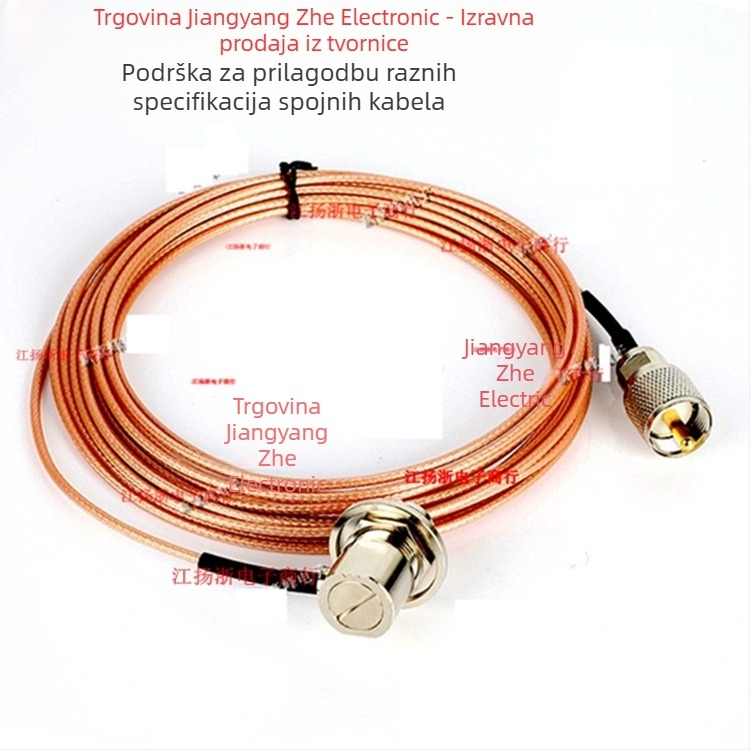 RG316 auto koaksijalni produžni kabel, UHF, konektori SO239 ženski na PL259 muški, kontakti od bakra niklani, za automobilsku elektroniku