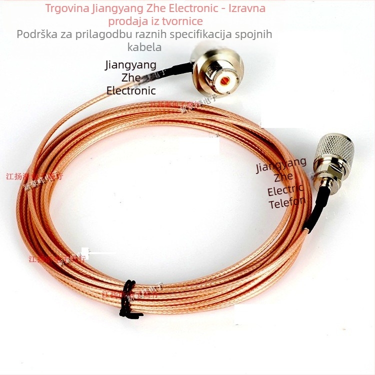 RG316 auto koaksijalni produžni kabel, UHF, konektori SO239 ženski na PL259 muški, kontakti od bakra niklani, za automobilsku elektroniku