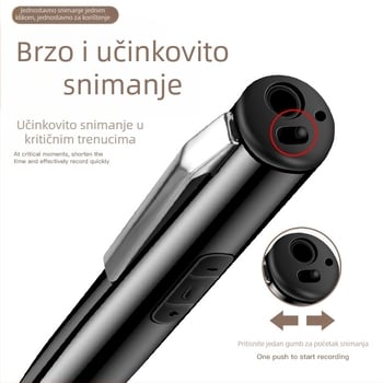 Diktafonski glasovni snimač u obliku olovke, snimanje jednim klikom, 5 sati snimanja, USB 2.0 prijenos, podrška TF karti