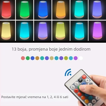 Noćna lampica s drvenim uzorkom, daljinsko upravljanje i dodirni senzor, kreativna lampica za noćni ormarić, višebojna ambijentalna svjetlost