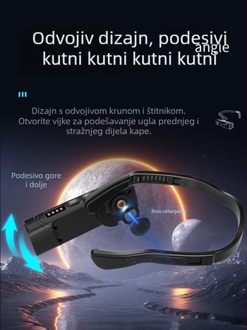 Čelna svjetiljka s ušnim držačem, punjenje pokretom, prilagodljivo dvostruko svjetlo, odvojivi lijevi i desni moduli, Rui gu