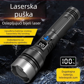 LED baterijska svjetiljka s ručnim pogonom i optičkim zumom, 10W, 1800mAh, domet 500 m