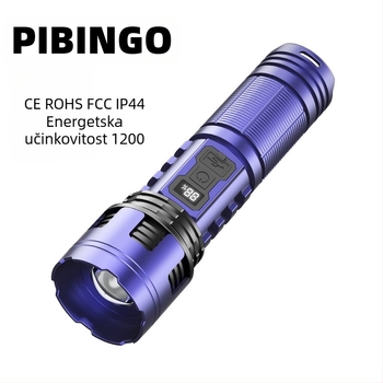 PIBINGO Wh-115b ručna LED svjetiljka s teleskopskim fokusom, 10W LED, 500 lm, domet 200 m, baterija 18650, IP44