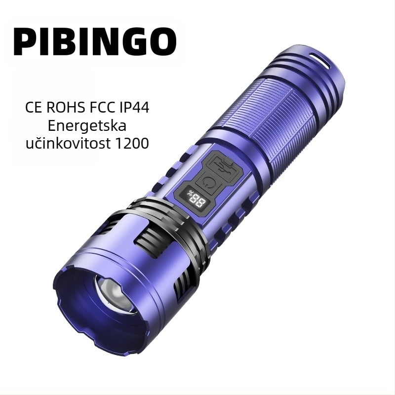 PIBINGO Wh-115b ručna LED svjetiljka s teleskopskim fokusom, 10W LED, 500 lm, domet 200 m, baterija 18650, IP44