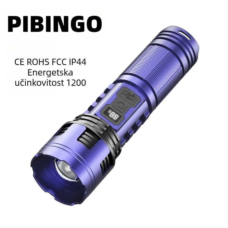 PIBINGO Wh-115b ručna LED svjetiljka s teleskopskim fokusom, 10W LED, 500 lm, domet 200 m, baterija 18650, IP44