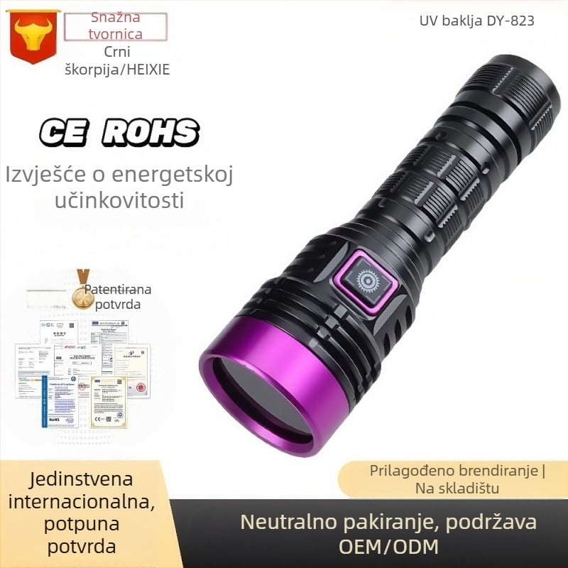 LED UV svjetiljka 365nm, Snaga 30, Li-ion baterija 1200mAh, Punjiva, Domet do 50m