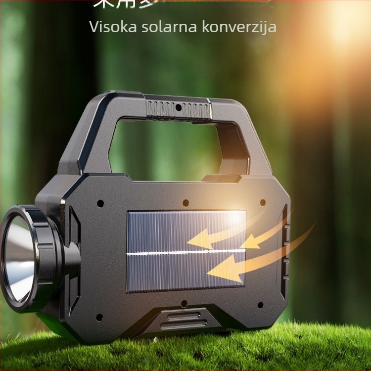 Solarna svjetiljka za hitne potrage s dvostrukim LED izvorima, prijenosna kamping svjetiljka s ručnim pogonom, ultra-tanka vanjska rasvjeta (>500 m domet, 1200 mAh baterija)