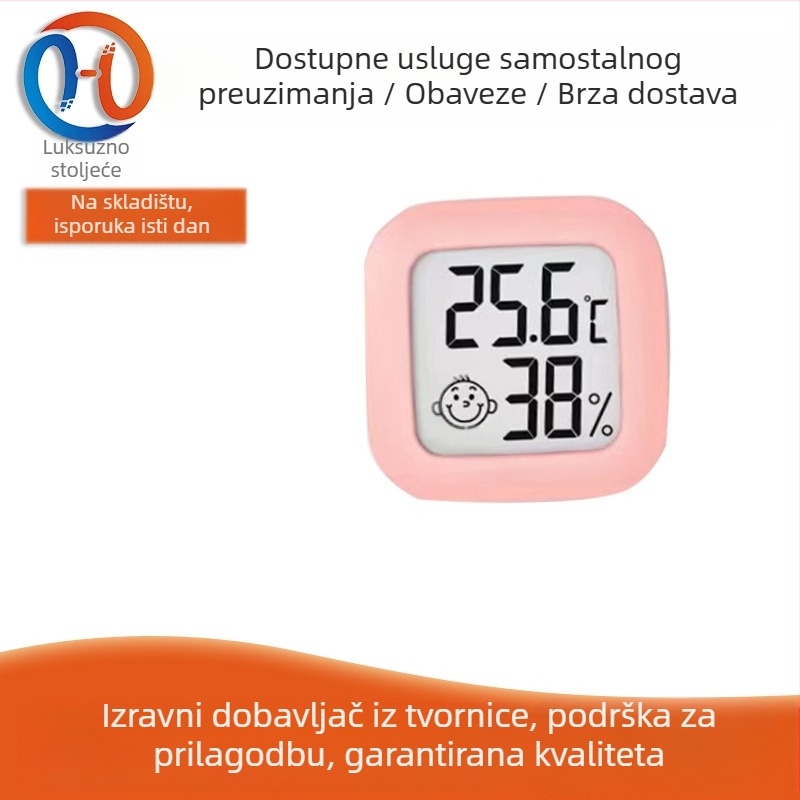 Termostat za gmazove i mini termometar sa smiješnim licem, za akvarij i terarij za kornjače, model 0726, unutarnja temperatura i vlaga, CR2032 baterija